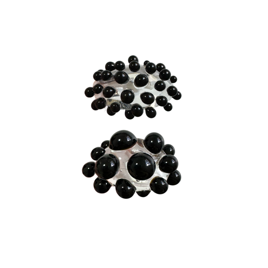 Coral Negro – anillo de vidrio hecho a mano, Boira (foto 1)